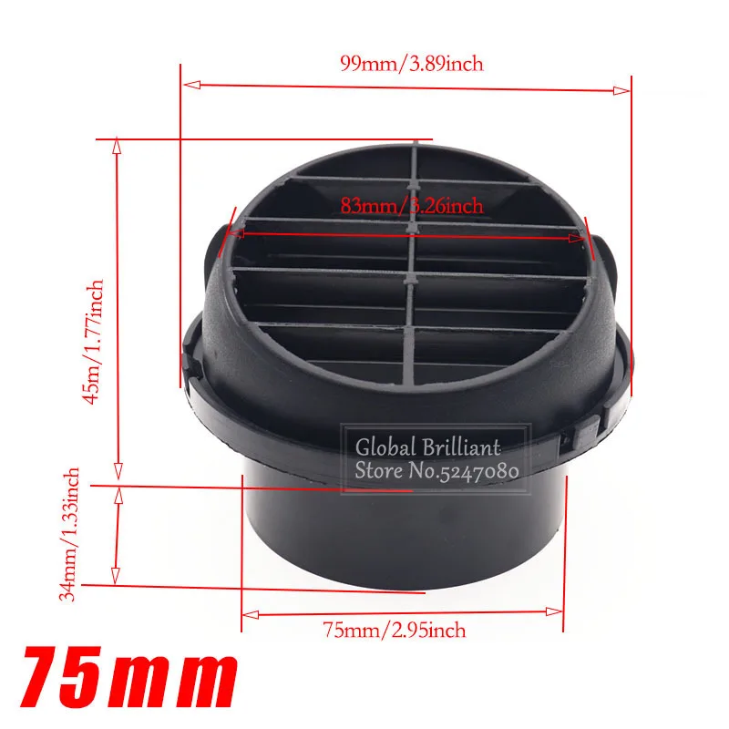 75mm 60mm 42mm Warm Heater Parking Heater Air Vent Car Air Outlet Directional Rotatable for Webasto Truck Auto Parts