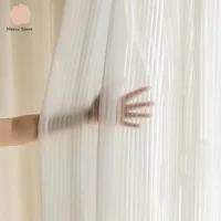 Striped Vertical Privacy Tulle for Windows Transparent Chiffon White Tulle Blinds Sheer Curtains for Living Room Bedroom Net 커튼