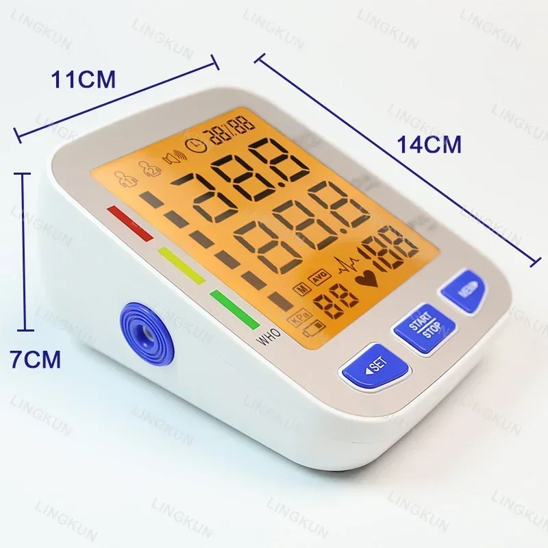 Arm Blood Pressure Monitor Portable Tonometer Digital Tensiometer English Voice Broadcast Large Cuff Sphygmomanometer