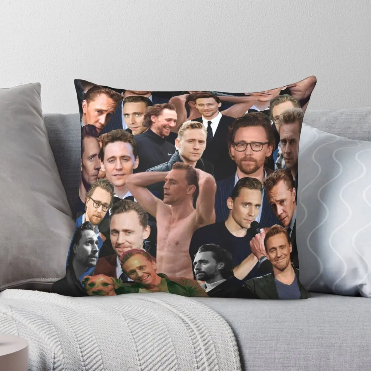 

Tom Hiddleston Photo Collage Square Pillowcase Polyester Linen Velvet Pattern Zip Decor Pillow Case Home Cushion Case 45x45