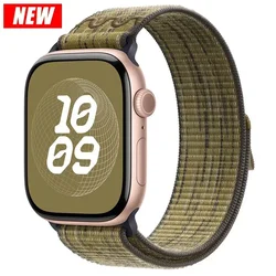 Premium Nylon Loop Strap for Smartwatches - Adjustable and Comfortable Bracelet Band (14 green with gray)