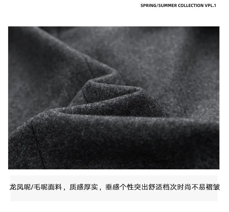 Neue 2026 Frühling-Herbst Herren Business Casual Wollmäntel Oberbekleidung Windbreaker Jacken Mittellange Doppelreihige Überziehmäntel Kleidung – Detail 3