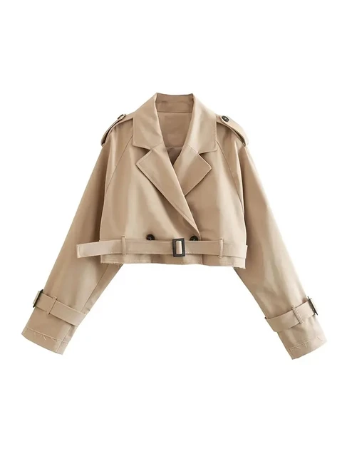 Belt Cropped Trench Spring Jacket 2