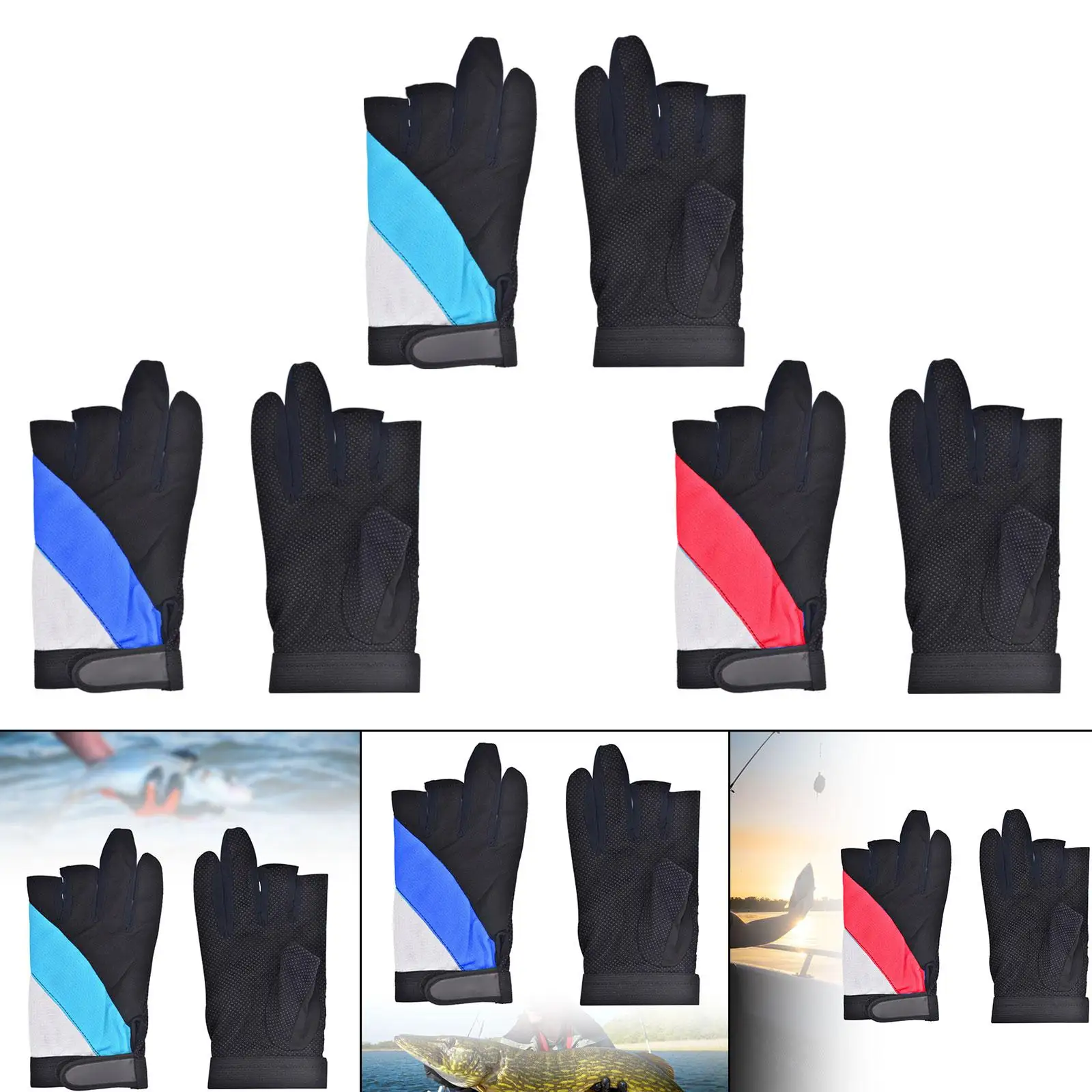 3 Cut Fingers Gloves 3 Fingerless Cycling Gloves for Camping Cycling Hiking