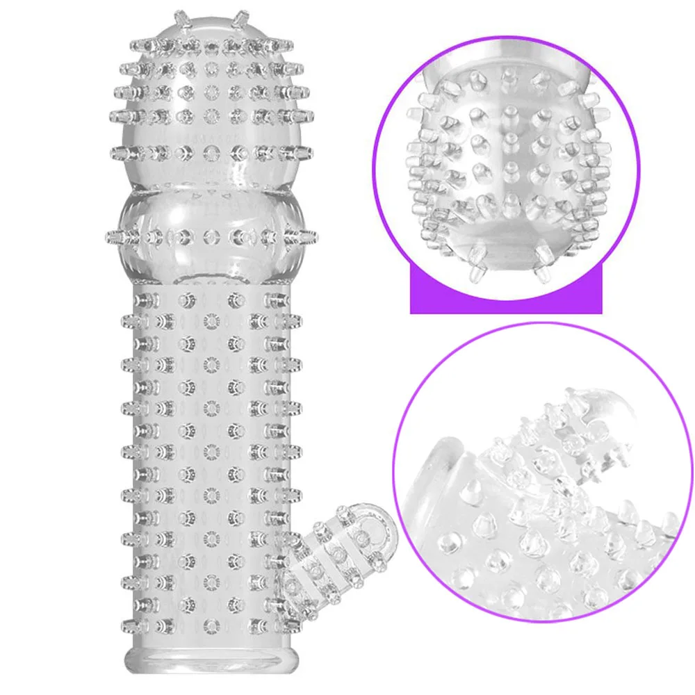 Sex Toys 2pcs Spike Clitoris Massage Delay Penis Sleeve lasting Enlargement Crystal Vibrator Condom erection aid extend