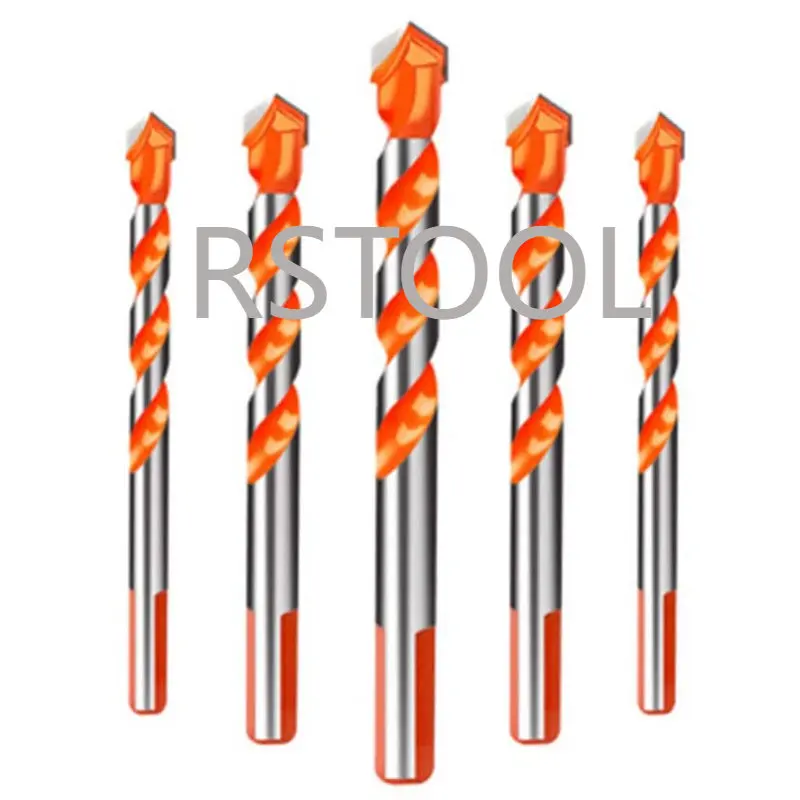 5 Pcs Drill Bit Set Triangle Alloy Twist Drill Bits, Drop shipping Threaded triangle tungsten steel wall tile concrete 4pcs lengthen   overlord diamond drill bit triangular handle tungsten steel wall tile concrete drilling bit electric drill