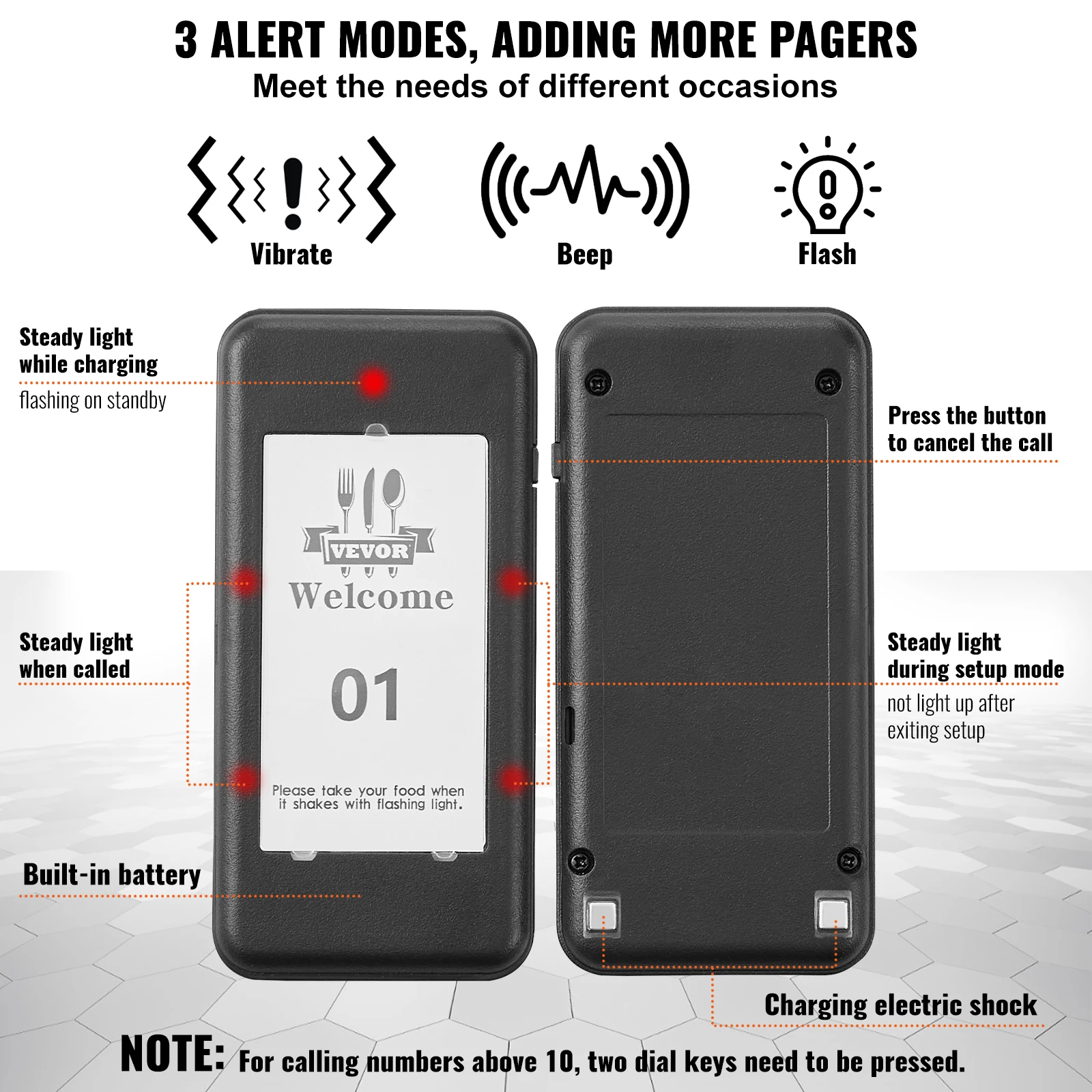 VEVOR 16pcs Restaurant Pager System Wireless 500m Long Range Lineup Waiting Queue Signal Guest Customer Calling Beepers 4