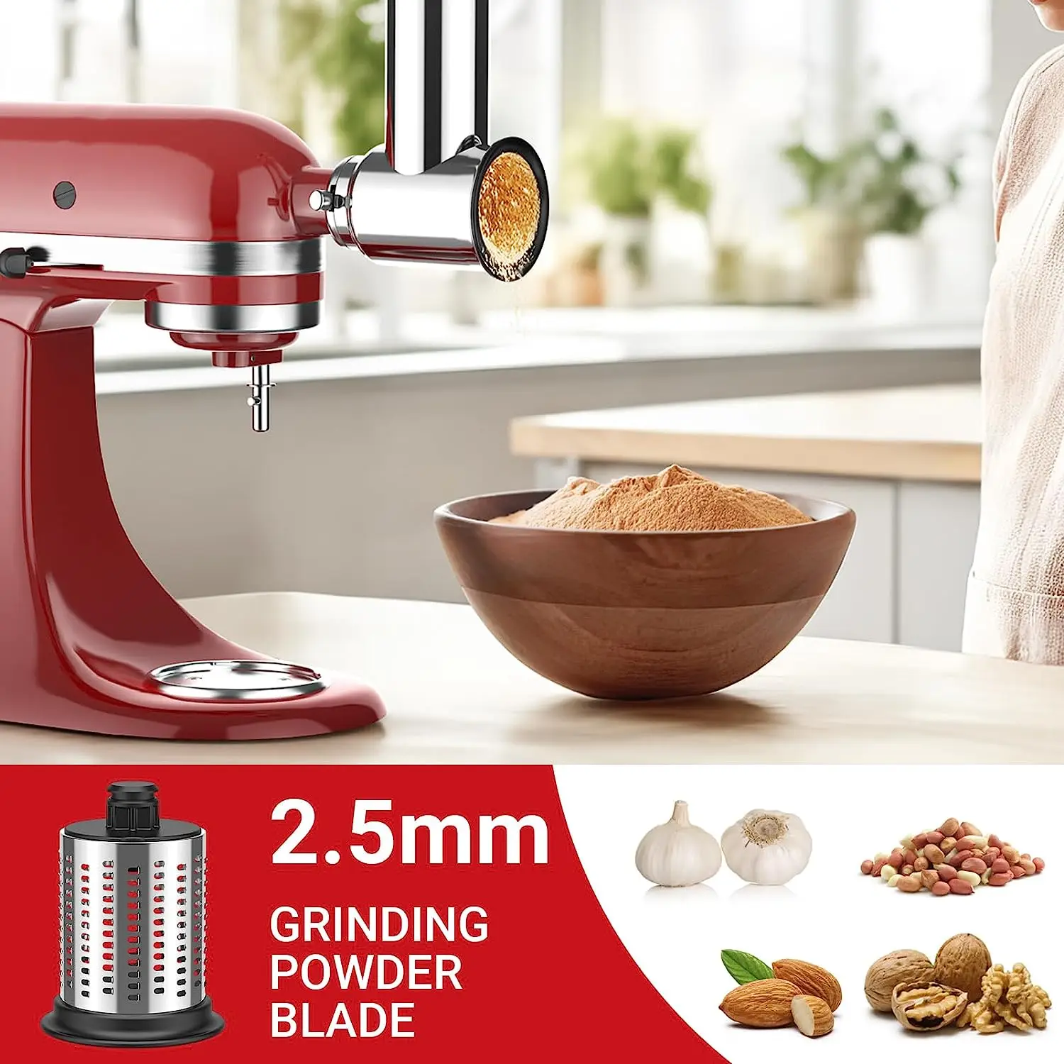 Slicer/Shredder Attachment for KitchenAid Stand Mixers as Vegetable Chopper Accessory-Salad Maker Kitchen Meat Grinder fruit slicer,food slicer,vegetable shredder