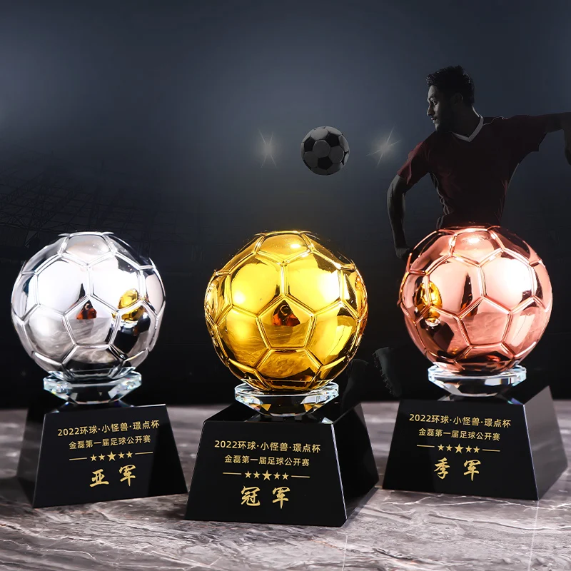 Customized Table Tennis, Volleyball, Balls, Crystal Trophy Gold Silver Copper Creative Sports Home Decoration Award Souvenir 1Pc