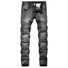 Men's New Casual Motorcycle Jeans Hip Hop Street Riding Stretch Slim Fit Straight Pants Patchwork Fashion Denim Trousers Male 1