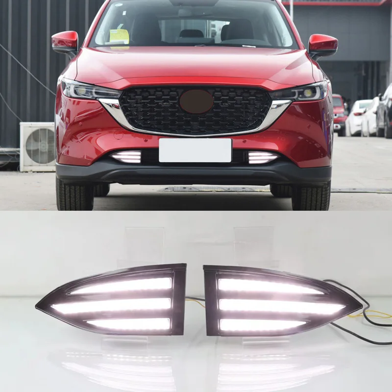 

LED Daytime Running Lights For Mazda Cx-5 Cx5 Cx 5 2022 2023 Fog Lamp DRL With Turn Signal Night Blue