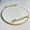 Luxury Natural Marble Branch Shaped Handle With Golden Edge Tray For Living Room And Home Items Storage And Placement 4