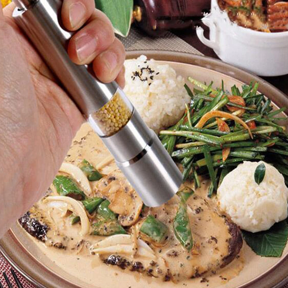 Stainless Steel Multifunction Visual Design Manual Pepper Spice Salt Grinder Kitchen Gadgets and Accessories DIY Cooking Tool