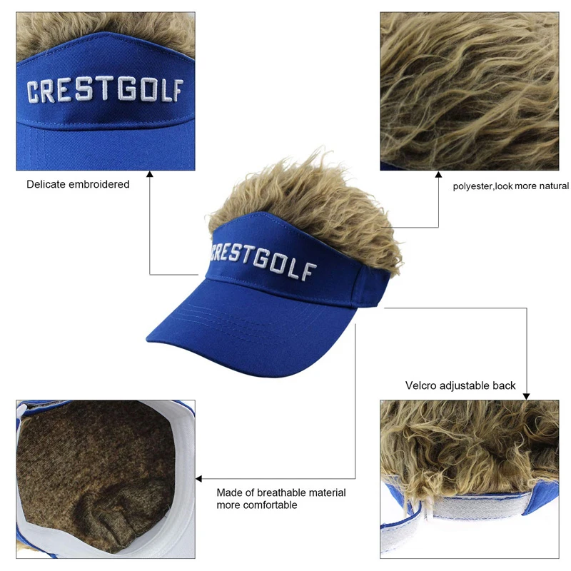 Golf Caps Adjustable Fake Hair Golf Cap Men Hat Wig/ Hair Golf Baseball Caps