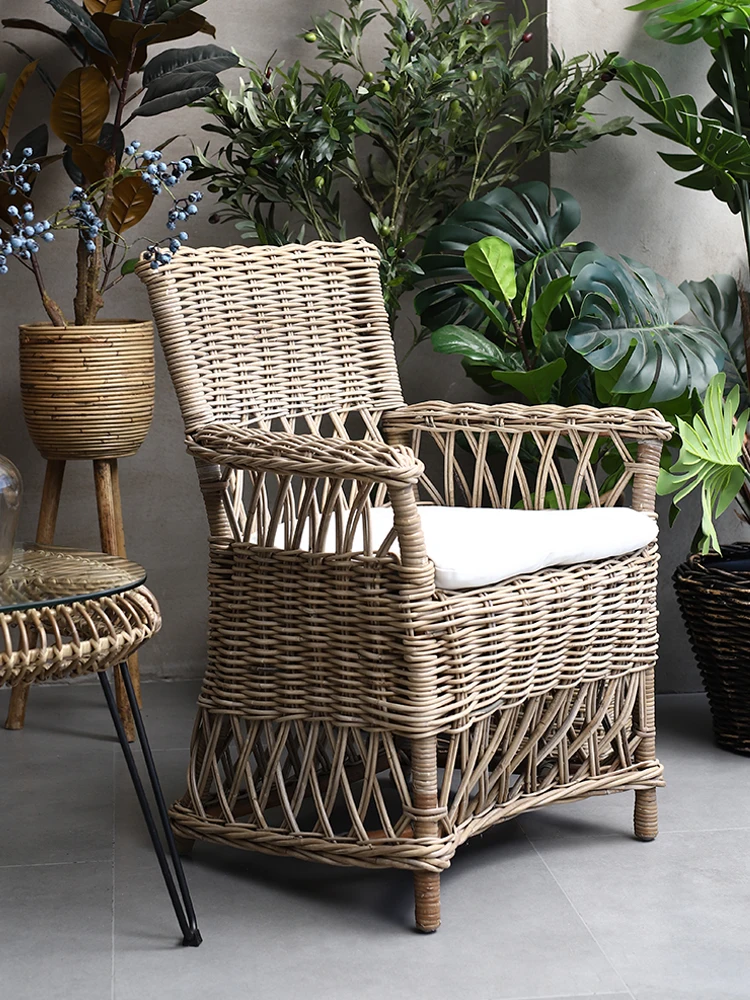 Vintage-Rattan-Woven-Single-Chair-Pure-Natural-True-Rattan-Backrest ...