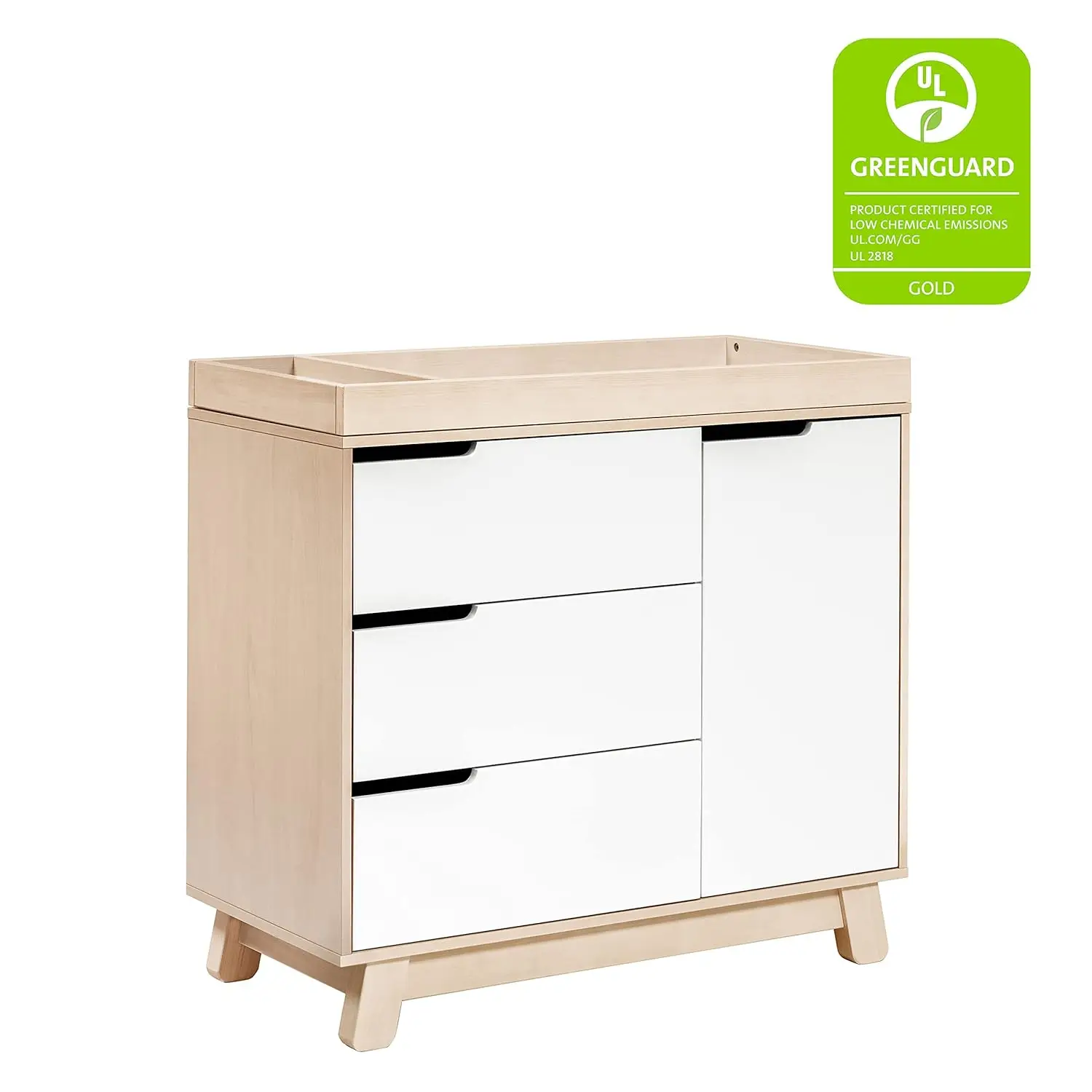 

Babyletto Hudson 3-Drawer Changer Dresser with Removable Changing Tray in Washed Natural and White, Greenguard Gold Certified