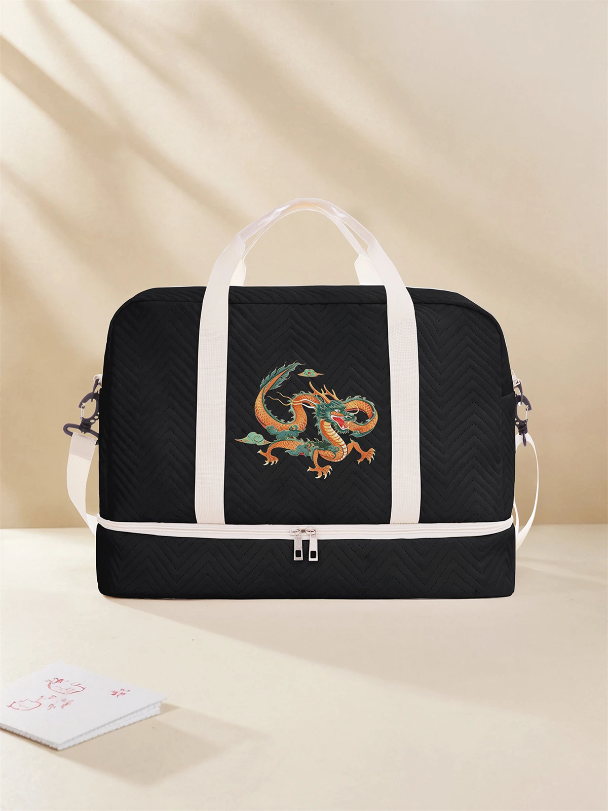 Lightweight wave patterned travel Dufile bag, large capacity sports and fitness storage bag, portable weekend overnight bag