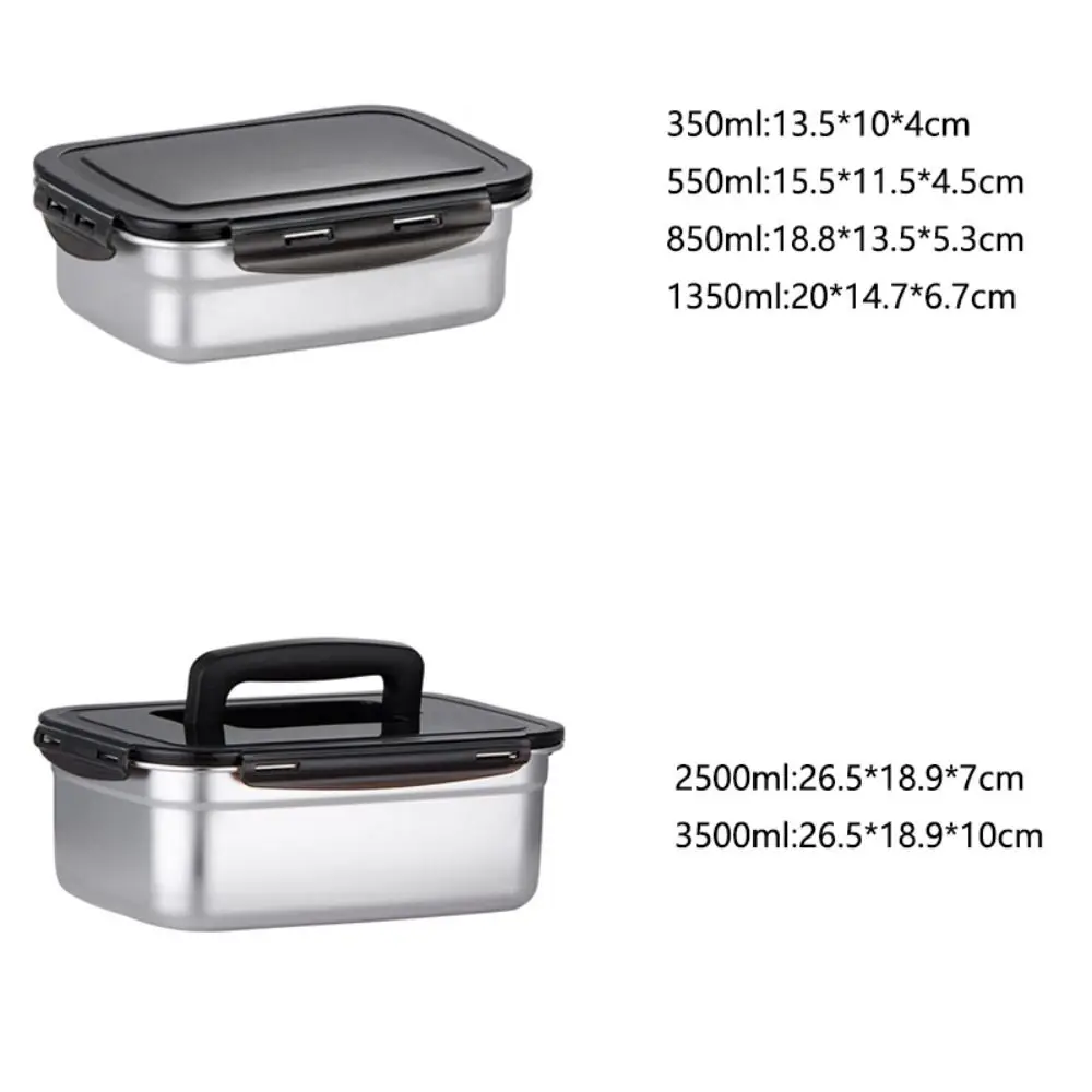 with Handle Stainless Steel Crisper Sealed Large Capacity Fresh-keeping Box Rectangular Korean Pickle Box Picnic