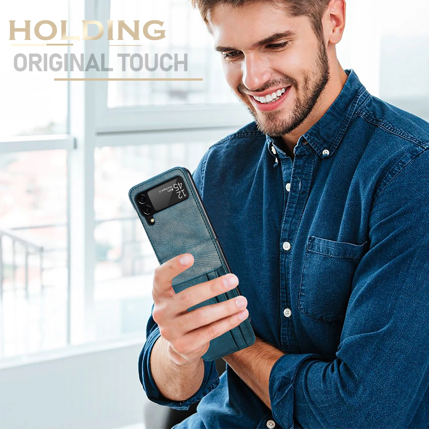 Luxury Leather Folding Wallet Case with Card Slots