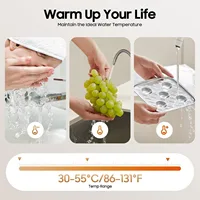 Chauffe-eau électrique instantané 3 en 1, 6,5 kW, température réglable jusqu'à 55°C ℃ Chauffe-eau sans réservoir résistant à la pression avec douchette, taille 19065285 mm pour évier, douche et baignoire 6
