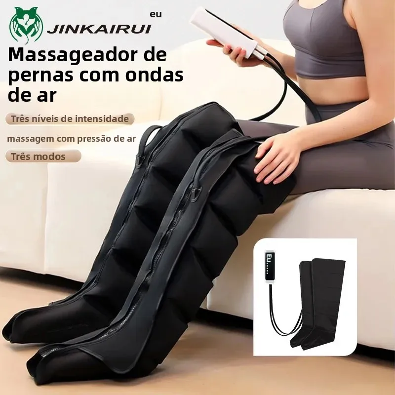 Pressão de ar perna massageador pé massagem botas amassar espremer relaxamento profundo bezerro com controle remoto