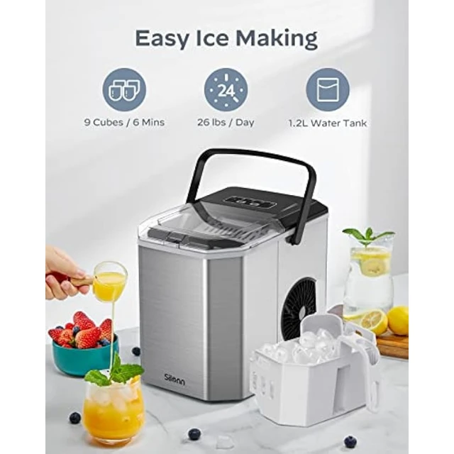 Ice Makers Countertop, Portable Ice Maker Machine with Handle