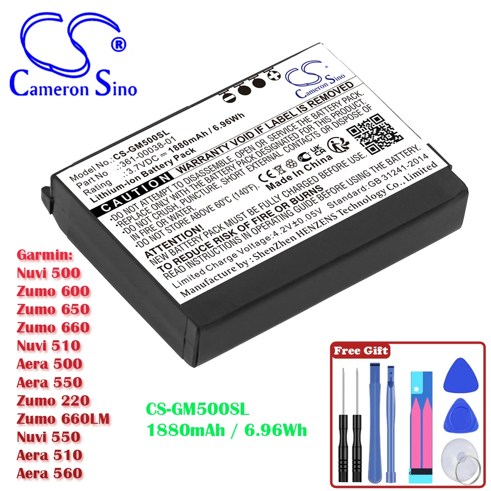 Gps, Navigator 1880Mah /6.96Wh Batteria Per Garmin Nuvi 500 Zumo 600 Zumo 650 Zumo 660 Nuvi 510 Aera 500 Aera 550 Zumo 220