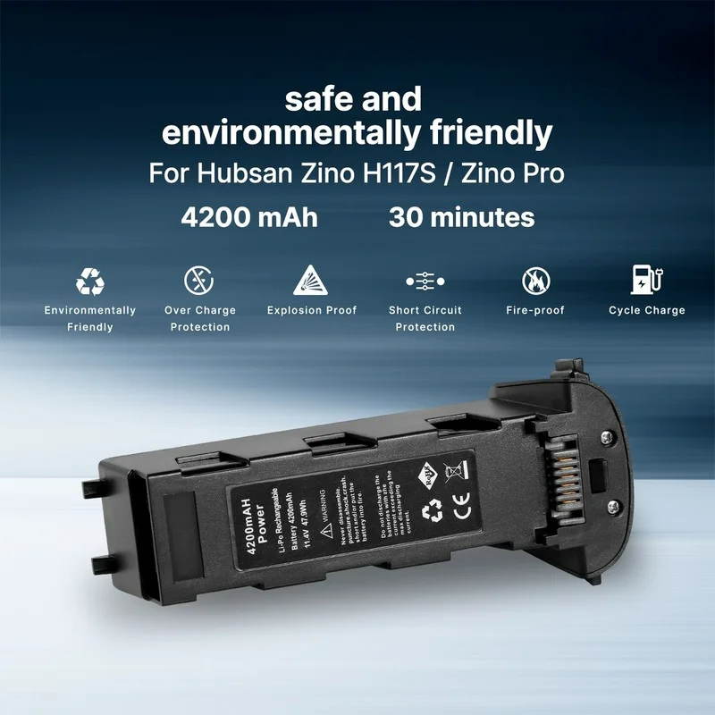 Bateria para Hubsan H117s Zino Gps rc Drone Quadcopter Peças de Reposição Bateria do Vôo para rc Câmera Drone Preto 11.4v 4200mah - Image 3