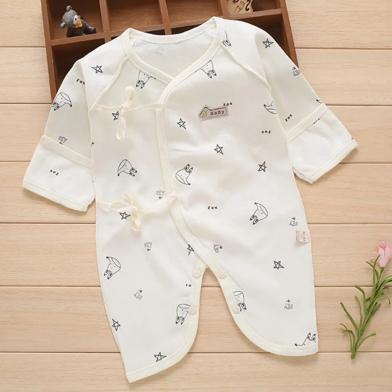 Baby Jumpsuit Sleepwear Spring Autumn Newborn Cotton Long Sleeves Cartoon Printed Girls Boys 0-3 Months
