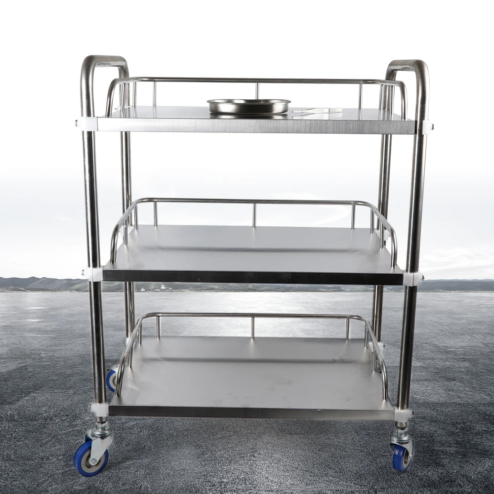 

3 Layer Mobile Cart Instrument Trolley Stainless Steel US SHIP (Without drawer)