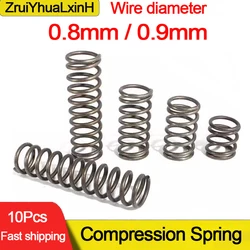 Variety Pack of Micro Compression Springs - 10 Pieces, 0.8mm & 0.9mm Wire Diameter, Assorted Outer Diameters and Lengths - 10mm (10Pcs)