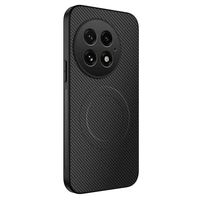 Shockproof Carbon Fiber Pattern Soft Phone Case with Magnetic Wireless Charging and Lens Protection