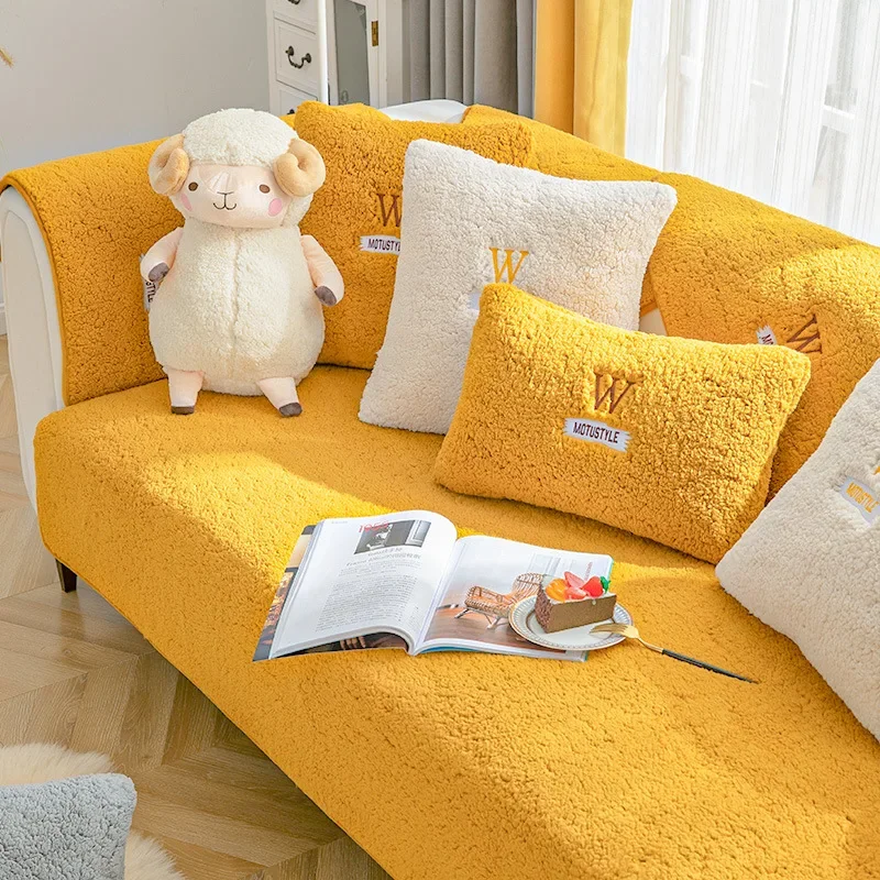 Funda de sofá de vellón Sherpa, cojín seccional para sofá, alfombrilla antideslizante para sofá, reposabrazos, respaldo, toalla, manta, decoración del hogar