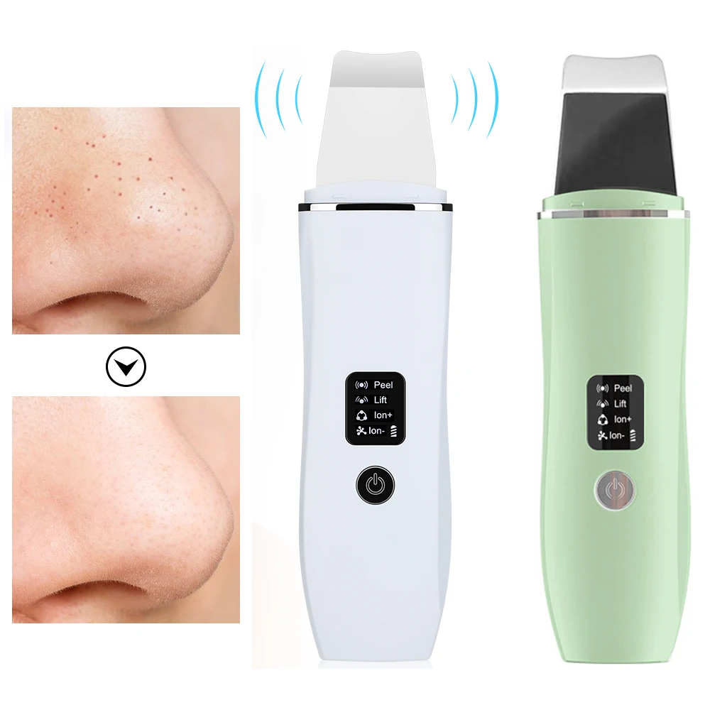Ultrasonic Face Scrubber Facial Peeling Skin Scrubber Deep Facial Cleaning Spatula Acne Pore Ultrasonic Beauty Machine