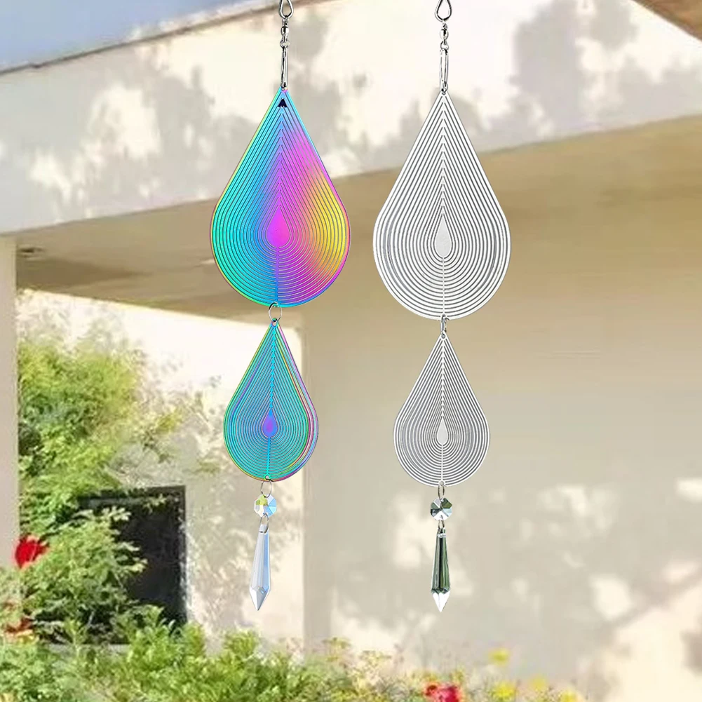 Magical Kinetic Wind Spinners Catcher Sculptures 3D Flowing Visual Effect Wind Chimes Crystal Prism Yard Garden Hanging Decor