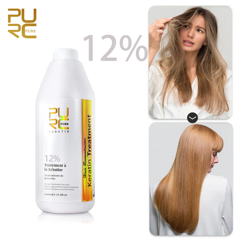 PURC Brazilian Keratin Treatment Professional For Hair Care Product Smoothing Health Straightening Curly Hair Shampoo 12% 1000ML purc brazilian keratin hair treatment formalin professional straightening smoothing curly hair frizz dry repair cream hair care