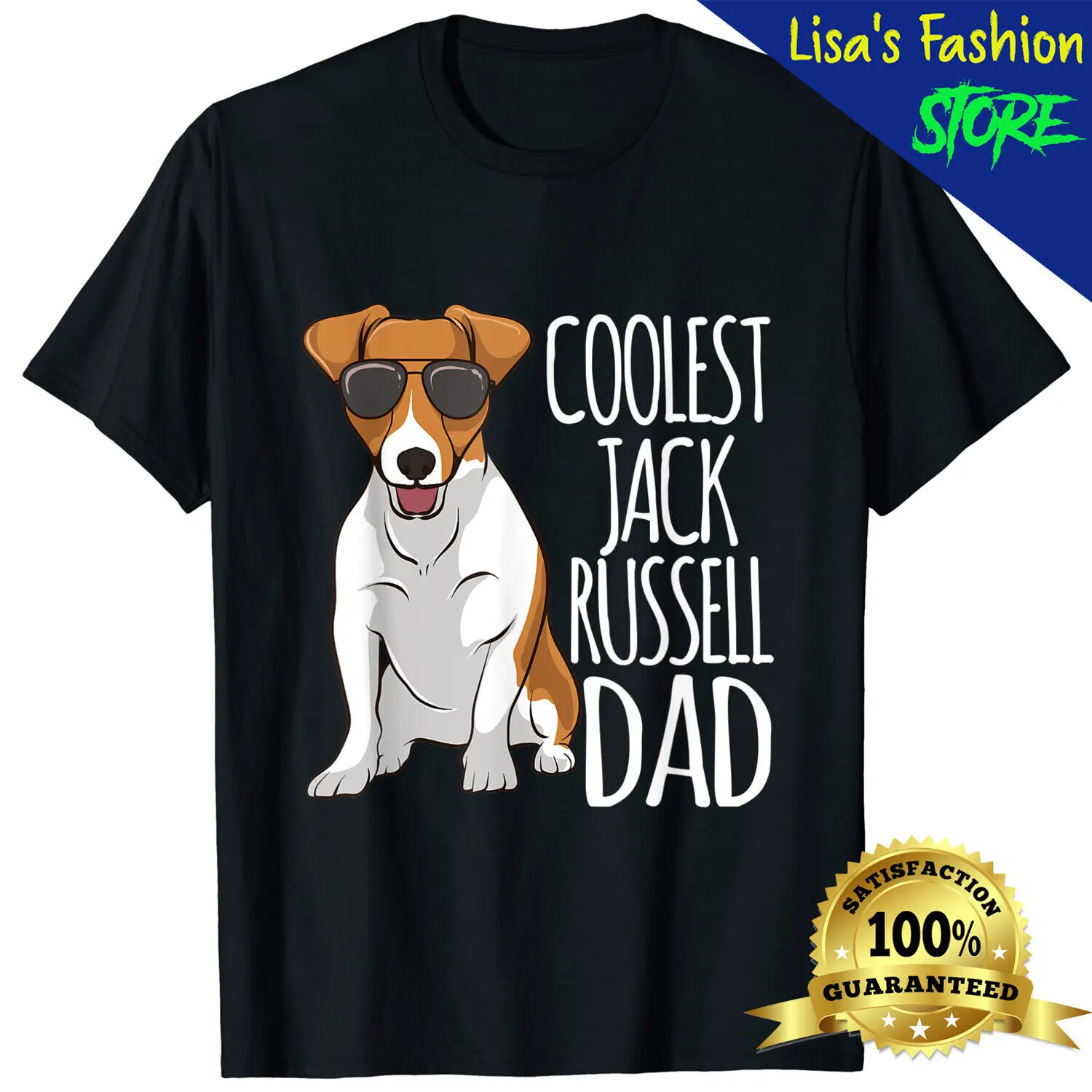T-Shirt Unisex Da Uomo Più Cool Jack Russel Dad Jack Russell Terrier Padre Cane