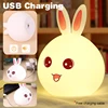 Clap Lamp Led Cute Rabbit Night Light Abs Silicone Usb Rechargeable Bedside Night Lamp Sensor For Kid Girl's Bedroom Decoration 2