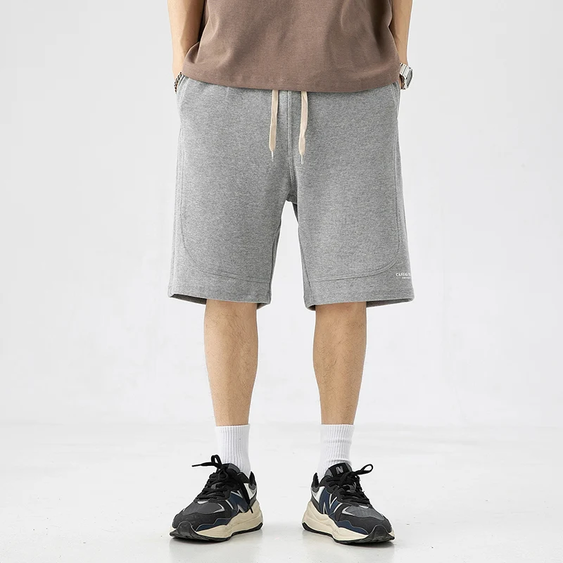 Fashion Spliced Lace Up Printed High Waist Knee Shorts Men's Clothing 2024 Summer New Loose Elastic Solid Color Casual Shorts