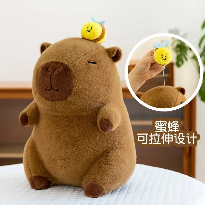 23cm Super Cute Capybara with Bee Capibara Plush Doll Giant Kawaii Stuffed Animal Doll Children Kids Birthday Gift Toys