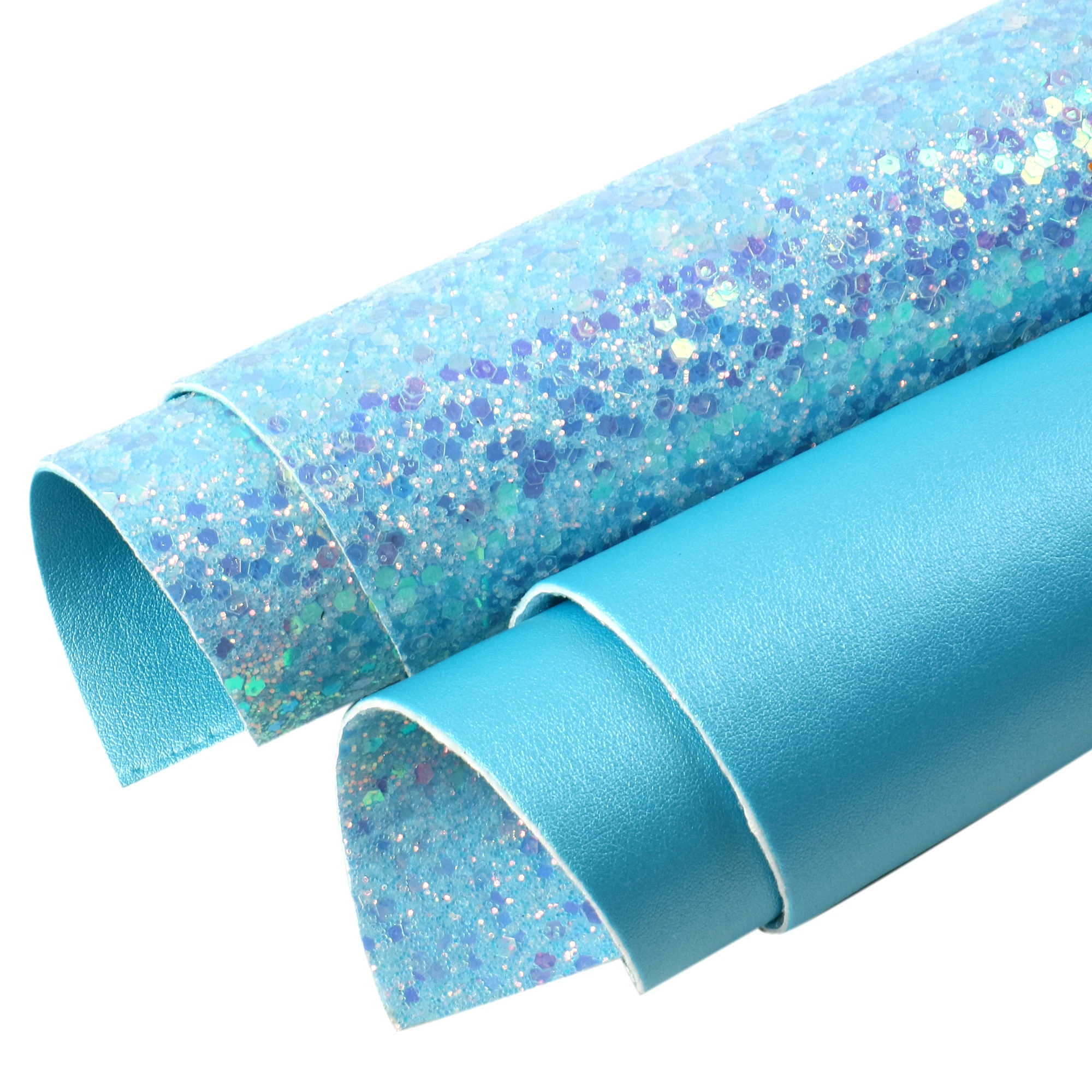 Sequins Faux Leather Sheets Double-side Printed Chunky Glitter Lace For Bow-knot Bags Wallet Earring Scrapbook DIY,1Yc19849