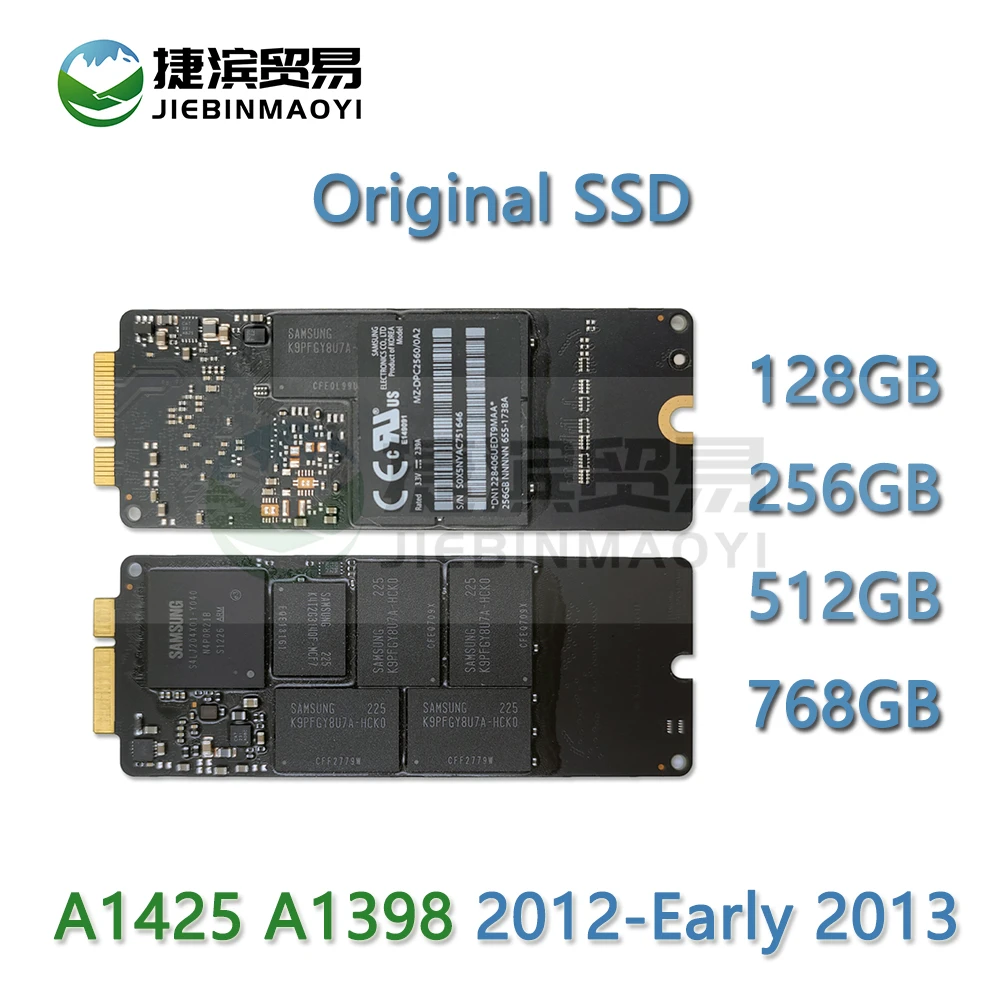 

Original Used Genuine Laptop A1425 A1398 SSD 768GB 512GB 256GB 128GB for Apple MacBook Pro Retina 13"15" 2012 Early 2013 Year