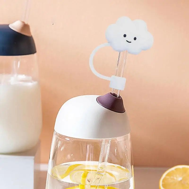 1pc silicone straw cover, cute cloud design kitchen drinking straw cover