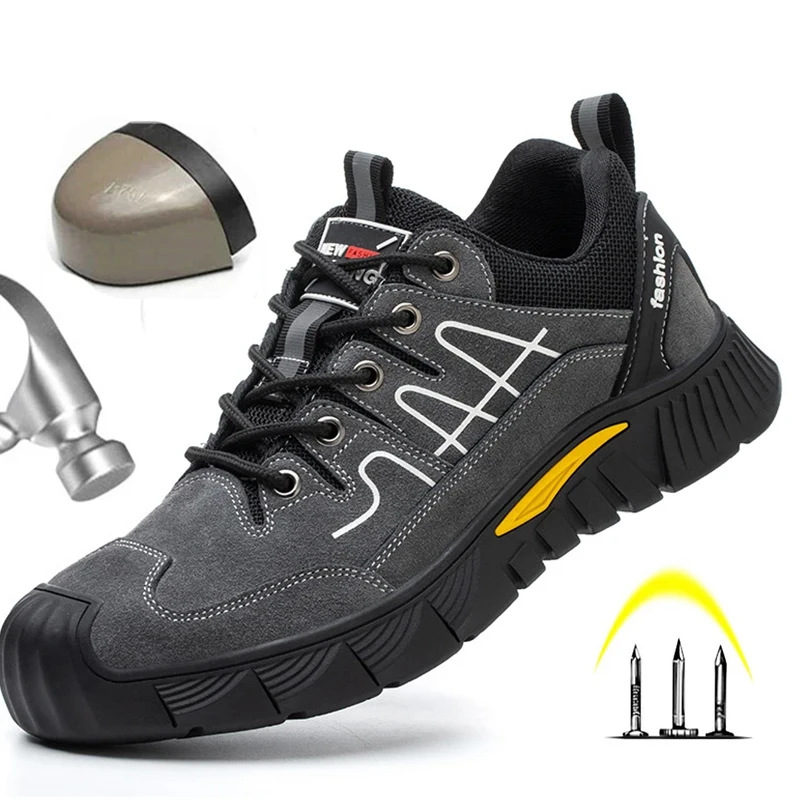 

YUPINJIA New Men's Steel Toe Work Shoes Anti impact, Anti puncture Safety Shoes Protective Shoes Not Easily Damaged Shoes