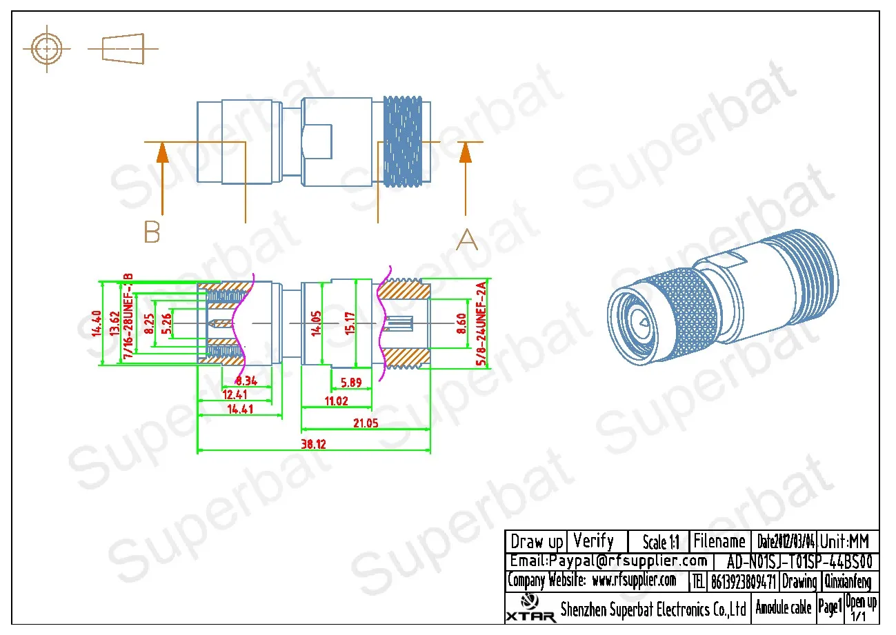 N Female to TNC Male Straight RF Coaxial Connector Adapter