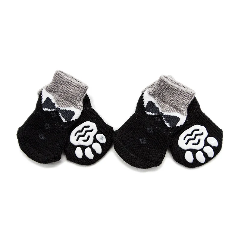 Small Medium Dog Cat Socks Floral Design 4pcs/Set Soft Indoor Shoes Autumn/Winter for Pet Puppy 2