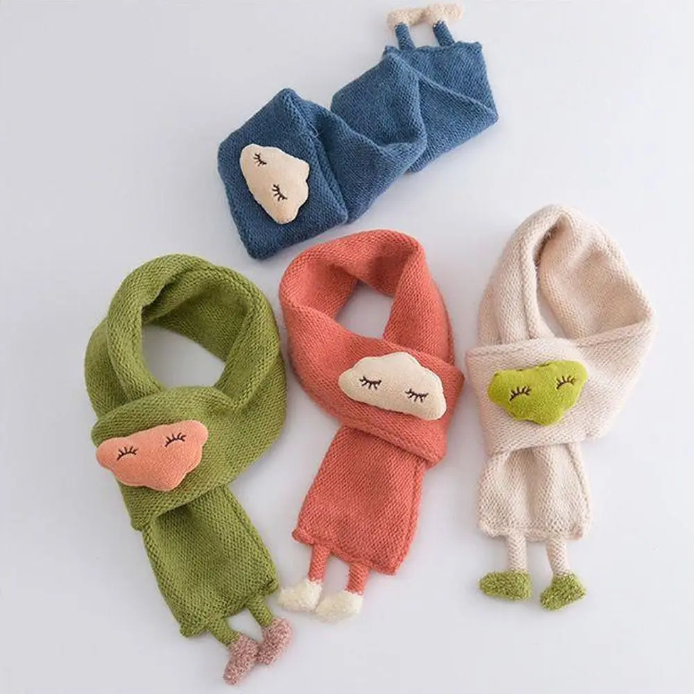 Korean Cute Cartoon Clouds Children's Scarf Winter Baby Neck Guards Scarves Boys Girls Knit Wool Thick Warm Collar Shawl