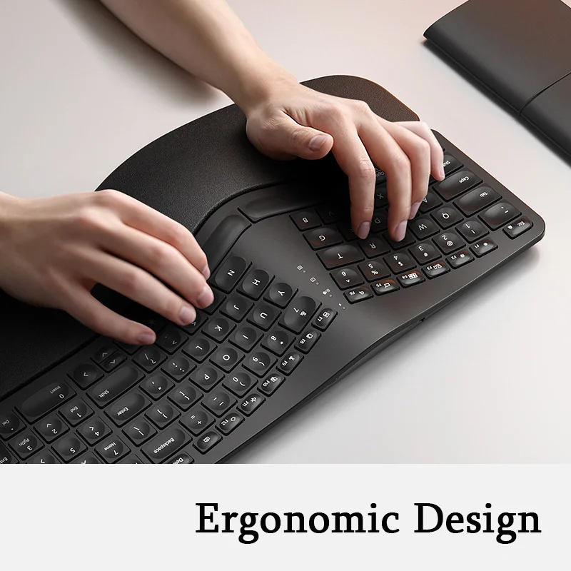 Teclado Split Ergonômico Retroiluminado Branco Teclado sem Fio com Descanso de Pulso Bluetooth 2.4g Apto para Windows Mac - Imagem 4