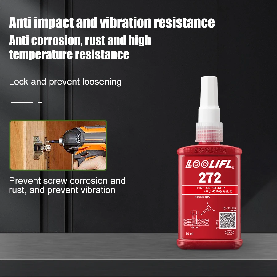 Threaded lock Liquid Glue 222/242/243/262/263/271/272/290 50 ml Sealing and Moderate Nut, bolts, Fasteners & Metal, blue threaded lock to prevent melting and leakage 6