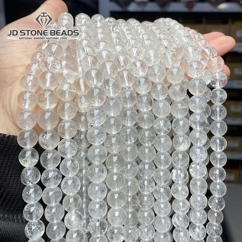 3A Natural Rock Quartz Beads Round Loose Spacer White Crystal For Jewelry Making Bracelet Necklace Diy Accessory Findings